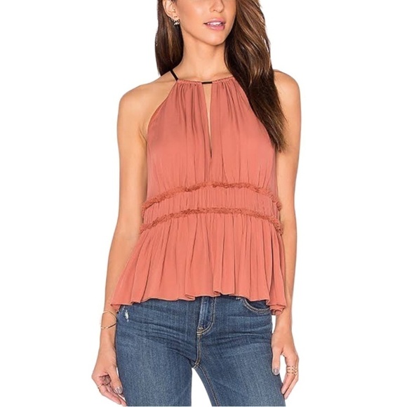 Cinq A Sept Lotus Peplum Silk Halter Top - Picture 9 of 12